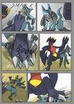 anthro cruelty duo feet fight foot_fetish footprint garchomp generation_4_pokemon hi_res hypocrite_(artist) inside kick lucario male male/male nintendo paws pokemon pokemon_(species) running stepped_on stomped stomping teeth teeth_showing