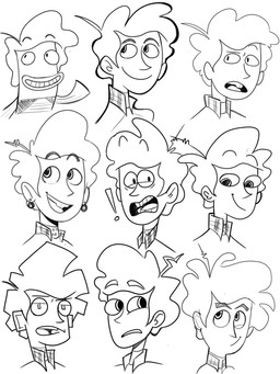 art_study black_line_art different_artstyle group human_focus human_only male not_furry outline white_outline mistahmurphy amphibia_(series) disney dreamworks fish_hooks gravity_falls penn_zero:_part-time_hero phineas_and_ferb randy_cunningham:_9th_grade_ninja star_vs._the_forces_of_evil the_owl_house penn_zero_(character) aquatic fish human mammal monochrome