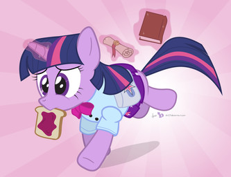 book bread clothed clothing eat_and_run female feral food fur glowing hair horn levitation magic multicolored_hair purple_body purple_eyes purple_fur purple_hair running saddle_bag school_uniform scroll solo toast two_tone_hair uniform dm29 friendship_is_magic hasbro my_little_pony mythology twilight_sparkle_(mlp) equid equine mammal mythological_creature mythological_equine unicorn 2013