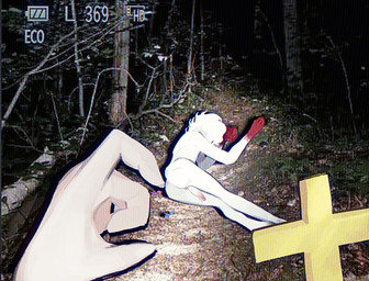 ambiguous_gender animal_genitalia butt christian_cross christian_symbol cross detailed_background duo flaccid forest genital_slit genitals hair lying male mostly_offscreen_character on_side outdoor_nudity outside penis plant recording religion religious_symbol short_hair tapering_penis tree unconscious white_body white_hair autophagyx christianity faith_the_unholy_trinity micheal_davies_(autophagyx) demon demon_humanoid human humanoid mammal hi_res