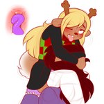 ahegao anthro blonde_hair blush clothing cunnilingus duo female female/female hair hand_on_butt hand_on_head legwear looking_pleasured oral sex stockings tongue tongue_out vaginal white_clothing white_legwear white_stockings x-ray_view kloudmutt deltarune undertale_(series) noelle_holiday susie_(deltarune) deer mammal 1:1 hi_res sketch