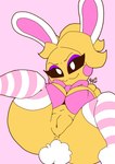 alternate_form anthro anthrofied anus blush blush_stickers bottomless breasts cleavage clothed clothing female genitals holidays non-mammal_breasts pink_background playboy_bunny pussy simple_background solo yellow_body rosti easter five_nights_at_freddy's five_nights_at_freddy's_2 scottgames toy_chica_(eroticphobia) toy_chica_(fnaf) avian bird chicken galliform gallus_(genus) phasianid 2021 hi_res