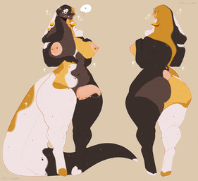 accessory anthro areola big_areola big_breasts big_butt bodily_fluids breasts butt cum cum_string ear_piercing eyewear front_view furgonomic_piercing furgonomics genital_fluids genitals glasses gynomorph heart_symbol intersex long_tail markings nipple_piercing nipples nude penis piercing rear_view scales simple_background smile snake_hood snake_hood_piercing solo spots spotted_markings tail tapering_penis thick_thighs tongue bunillacream pepper_(bunillacream) cobra hog-nosed_snake python reptile scalie snake absurd_res digital_media_(artwork) hi_res model_sheet