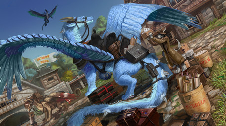 accessory ambiguous_gender anthro bag blue_body blue_feathers blue_fur bridle delivery_(commerce) delivery_employee duo_focus feathered_wings feathers feral fur fur_markings furgonomics group horn letter mail markings multicolored_body multicolored_fur packet postal_carrier postal_delivery postal_dragon saddle spiked_tail spikes spikes_(anatomy) tail tail_accessory tail_bag two_tone_body two_tone_fur white_body white_fur wings red-izak mythology hazzie temerity zeph_(nightfire_zephyr) dragon furred_dragon furred_scalie kobold mythological_creature mythological_scalie scalie hi_res