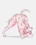 anthro ass_up jack-o'_pose male pink_body pose solo spread_legs spreading clion clion_(character) canid canine canis dalmatian domestic_dog mammal 2022 colored hi_res meme