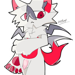 anthro bangs body_hair chest_hair claws expressionless facial_tuft flaccid fur fur_markings genitals grey_body grey_fur inner_ear_fluff knife male markings multi_limb multicolored_body multicolored_fur nails pawpads penis pointy_ears prick_ears raised_tail red_eyes solo standing tail tuft zephyr_:3 bladash_(zephyr:3) arachnid arthropod domestic_cat felid feline felis hybrid mammal spider 1:1 hi_res