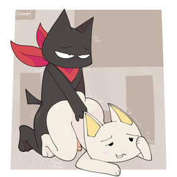 anal anthro bent_over doggystyle duo from_behind_position genitals male male/male moan motion_lines penis sex simple_background tail sooga nichijou sony_corporation sony_interactive_entertainment sakamoto_(nichijou) toro_inoue felid mammal hi_res