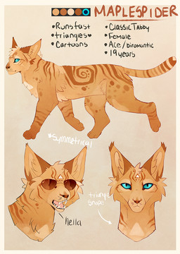 ambiguous_gender blue_eyes feral fur orange_body orange_fur solo standing tan_body tan_fur text maplespyder maple_(maplespyder) domestic_cat felid feline felis mammal 2015 digital_media_(artwork) english_text hi_res model_sheet