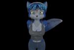 anthro blue_body blue_fur blue_hair bottomwear breasts clothed clothing denim denim_bottomwear denim_clothing female fur green_eyes hair jeans looking_at_viewer pants shirt simple_background smile solo standing topwear white_body white_fur themeshow101 nintendo star_fox krystal_(charleyfox) krystal_(star_fox) canid canine fox mammal 2018 3d_(artwork) alpha_channel digital_media_(artwork) hi_res