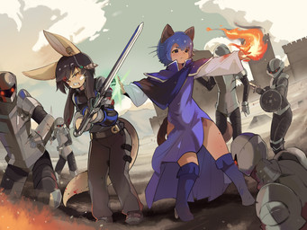 angry anthro armor battle blood bodily_fluids boots castle charm_(jewelry) clothing dress duo ear_piercing female fire footwear high_heeled_boots high_heels knight magic male melee_weapon military piercing possession romantic romantic_couple shield shoes soldier sword warrior weapon whiskers maiconsandey drakengard made_in_abyss oneshot square_enix alex_the_narehate caim cuddle_(costxav) animal_humanoid felid felid_humanoid feline feline_humanoid human humanoid mammal mammal_humanoid narehate 4:3 absurd_res hi_res