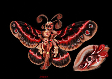 4_antennae 4_arms ambiguous_gender antennae_(anatomy) anthro black_hole black_hole_eyes black_wings fur glowing glowing_body glowing_fur insect_wings lepidopteran_wings mandibles melting multi_arm multi_limb multicolored_body multicolored_fur solo space spread_wings standing tan_body tan_fur tongue wings just_dryvern arthropod insect lepidopteran moth absurd_res digital_media_(artwork) hi_res