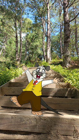 5_fingers 5_toes accessory anthro biped black_body black_fur black_tail bottomwear clothing feet fingers fur happy looking_at_viewer male necktie open_mouth outside pants plant real shirt solo standing tail toes topwear tree white_body white_fur piothecloudrat cloud_rat mammal northern_luzon_cloud_rat rodent 2026 hi_res