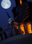 balcony big_wings breasts castle cleavage clothed clothing dress female full_moon gown horn latex moon night queen royalty solo spread_wings star wings mythology equid equine living_latex mammal mythological_creature mythological_equine winged_unicorn hi_res