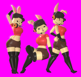 anthro armwear bottomwear clothing crop_top crossed_legs dog_tags elbow_gloves electronics female fur gloves handwear hat headgear headphones headwear legwear multiple_poses pink_background pose shirt shorts simple_background simple_eyes sitting smile solo standing stockings stretching topwear yellow_body yellow_fur lucy_(usernamecipher) 3d_(artwork) digital_media_(artwork) full-length_portrait portrait source_filmmaker_(artwork)