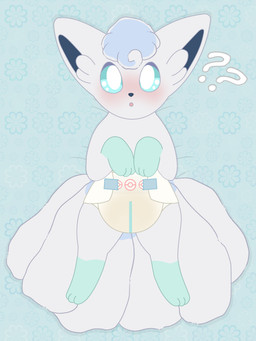 bedding bedding_background bodily_fluids confusion curious diaper female feral fluffy fluffy_tail fur genital_fluids glistening glistening_eyes innocent_expression leg_markings looking_at_viewer lying markings multi_tail on_back open_mouth paws pokeball socks_(marking) solo tail unclean_diaper urine used_diaper using_diaper watersports wet_diaper wetness_indicator wetting wetting_diaper white_body white_fur 81yffulfmm nintendo pokemon alolan_form alolan_vulpix generation_7_pokemon pokemon_(species) regional_form_(pokemon) 3:4 hi_res
