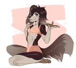 anthro biped blue_eyes clothed clothing feet femboy fingers kneeling male nipples solo toes eihman canid canine canis domestic_dog mammal 2021 digital_media_(artwork) hi_res