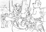 anal anthro bear being_watched bodily_fluids boo-boo_bear camera caught censored clothed clothing controller cum duo erection fellatio fucking_machine fully_clothed furryrevolution genital_fluids genitals hanna-barbera hat headgear headwear hi_res human humanoid_genitalia humanoid_penis larger_male looking_at_another machine male male/male mammal monochrome necktie nude oral penile penis pork_pie_hat remote_control sex size_difference smaller_male yogi_bear yogi_bear_(character)