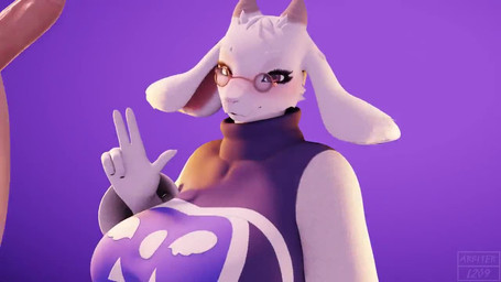 anthro big_breasts blush bodily_fluids breasts clothed clothed/nude clothing cum cum_on_face duo ejaculation erection eyes_closed eyewear faceless_character faceless_human faceless_male female female_on_human fur genital_fluids genitals gesture glasses hand_gesture happy heart_eyes heart_symbol horn human_on_anthro humanoid_genitalia humanoid_penis interspecies long_ears male male/female male_on_anthro multicolored_ears nude open_mouth orgasm penis pink_inner_ear purple_background purple_eyes simple_background text throbbing throbbing_penis tongue tongue_out v_sign white_body white_ears white_fur arbiter1209 dogzeela_(modeler) undertale undertale_(series) toriel boss_monster_(undertale) bovid caprine human mammal 16:9 2023 3d_(artwork) 3d_animation animated digital_media_(artwork) high_framerate no_sound short_playtime signature video widescreen