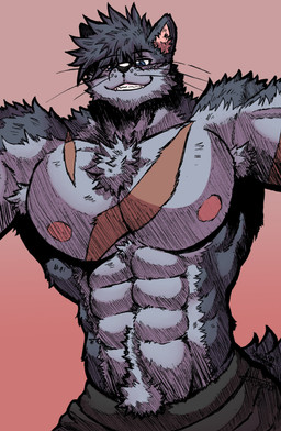 all_fours anthro barazoku bedroom_eyes big_muscles big_pecs bodily_fluids bulge clothed clothing confident confident_male first_person_view fur grey_body grey_fur hair hairy hairy_armpits looking_at_viewer male muscular narrowed_eyes nipples pec_grab pecs scar seductive shirtless_anthro shirtless_male solo sparkles sweat topless topping_viewer jwbash canid canine canis mammal wolf absurd_res hatching_(art) hi_res shaded sketch