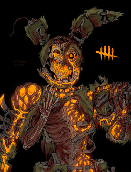 3_arms 5_fingers anthro arms_bent black_background black_sclera bone brain fingers fur green_body green_fur light logo long_ears looking_at_viewer machine male multi_arm multi_limb multicolored_body navel open_mouth orange_eyes organs simple_background slime solo tan_body tan_skin teeth text torn_ear spookyshape dead_by_daylight five_nights_at_freddy's five_nights_at_freddy's_3 scottgames springtrap_(fnaf) animatronic hybrid lagomorph leporid mammal rabbit robot undead 2025 artist_name colored crossover digital_drawing_(artwork) digital_media_(artwork) english_description english_text half-length_portrait hi_res lighting portrait shaded