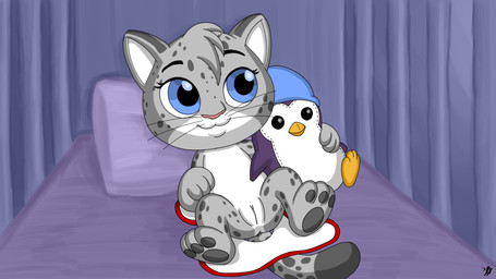 anthro bed blue_eyes butt clitoris clothing diaper diaper_change female flat_chested fur furniture genitals grey_body grey_fur lying neonate nude on_back open_diaper pillow plushie solo spread_legs spreading vulva young young_anthro omatic felid leopard mammal pantherine snow_leopard 16:9 hi_res widescreen
