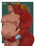 4_eyes abs beard big_muscles big_nipples big_pecs blonde_hair brown_hair canon_x_oc duo facial_hair fangs genitals hair holding_belly holding_partner horn hug human_on_humanoid humanoid_genitalia humanoid_penis impregnation interspecies larger_humanoid larger_male long_hair male male/male male_impregnation multi_eye muscular mustache navel nipples not_furry nude pecs penis pregnant pregnant_human pregnant_male red_body size_difference smaller_human smaller_male teeth alldrawparty dc_comics teen_titans trigon demon demon_humanoid horned_humanoid human humanoid mammal hi_res signature