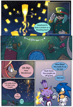anthro clothing dialogue elemental_manipulation female fire fire_manipulation hair hero lamp lantern laugh male night outside paper_lantern ponytail princess punch royalty smile speech_bubble text lua_ink sega sonic_the_hedgehog_(series) the_murder_of_sonic_the_hedgehog blaze_the_cat conductor's_wife_(sonic) conductor_(sonic) sonic_the_hedgehog canid canine canis domestic_cat domestic_dog eulipotyphlan felid feline felis hedgehog mammal comic hi_res