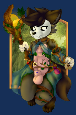 animal_genitalia anthro balls chibi clothed clothing fur genitals hair looking_at_viewer male penis sheath simple_background solo tail ai_assisted ai_generated_background glacialpain canid canine canis mammal absurd_res alpha_channel digital_media_(artwork) hi_res