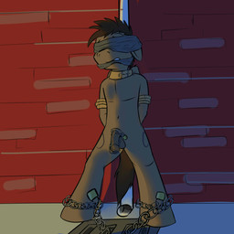 alley animal_genitalia animal_penis anthro balls bdsm biped blindfold bondage bound brick brick_wall brown_body brown_fur brown_hair chain chastity_cage chastity_device cloth_gag collar cutie_mark drain ears_down equine_genitalia equine_penis flaccid fur gag gagged genitals hair hands_behind_back hooves humiliation leaning lock male nude outside padlock penis pivoted_ears public rope sensory_deprivation short_hair solo spread_legs spreading standing submissive submissive_male teeth wall_(structure) wings worried fuze hasbro my_little_pony mythology fan_character equid equine mammal mythological_creature mythological_equine pegasus 1:1 2013 colored hi_res