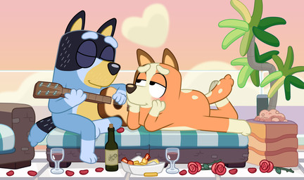 acoustic_guitar alcohol anthro balcony beverage female furniture guitar heart_cloud holidays lying male musical_instrument on_front on_sofa petals plucked_string_instrument rose_petals serenade sofa string_instrument wine dm29 bluey_(series) valentine's_day bandit_heeler chilli_heeler australian_cattle_dog canid canine canis cattledog domestic_dog herding_dog mammal pastoral_dog hi_res