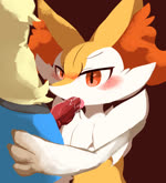 anthro anthro_penetrated blush duo fellatio female female_penetrated genitals male male/female male_penetrating male_penetrating_female oral oral_penetration penetration penile penile_penetration penis_in_mouth sex tongue tongue_out_blowjob izon448 nintendo pokemon braixen generation_4_pokemon generation_6_pokemon lucario pokemon_(species) 2d_animation animated hi_res short_playtime sound webm