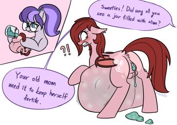 animal_genitalia animal_vulva anus asking asking_another bat_wings belly big_belly blush butt container cutie_mark dialogue dock_(anatomy) duo equine_genitalia equine_vulva eyewear female feral genitals glasses hair half-closed_eyes huge_belly hyper hyper_belly hyper_pregnancy inflation interrobang jar linked_speech_bubble looking_back membrane_(anatomy) membranous_wings narrowed_eyes pink_body pouring pregnant question raised_tail rapid_pregnancy red_hair red_tail resting_on_belly smile speech_bubble tail talking_to_another teats term_of_endearment text voodoo voodoo_doll vulva wings yes-no_question bumpywish hasbro my_little_pony bat_pony equid mammal english_text hi_res signature