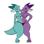 3_toes anthro big_breasts breasts conjoined digitigrade feet female green_body green_eyes horn multi_body navel nipples purple_body purple_eyes simple_background smile solo standing thick_thighs toes white_background wide_hips moldyloam kobold scalie 1:1 2021 hi_res