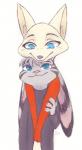 anthro black_nose blue_eyes clothed clothing duo ear_markings facial_markings fur head_markings head_tuft inner_ear_fluff markings pink_nose simple_background smile sweater tan_body tan_fur topwear tuft white_background marema_kishin disney zootopia jack_savage skye_(zootopia) arctic_fox canid canine fox lagomorph leporid mammal rabbit true_fox 2019 hi_res