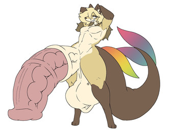 anthro ball_tattoo balls big_balls big_penis blonde_hair brown_body brown_fur femboy fur genital_tattoo genitals hair hands_behind_head huge_balls huge_penis hyper hyper_balls hyper_genitalia hyper_penis looking_at_viewer male muscular muscular_anthro muscular_male penis shoulder_length_hair solo tail tattoo thick_tail vein veiny_penis l0cknes paprika_(l0cknes) canid canine fox mammal