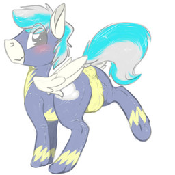blush bulge clothed clothing feathered_wings feathers feral fur grey_eyes hair looking_at_viewer male multicolored_hair simple_background smile solo white_body white_fur wings backsash friendship_is_magic hasbro my_little_pony mythology wonderbolts_(mlp) equid equine mammal mythological_creature mythological_equine pegasus 1:1 2015 absurd_res digital_media_(artwork) hi_res