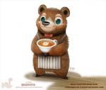 ambiguous_gender anthro beverage blue_eyes bow_(feature) bow_tie brown_body brown_fur claws coffee container cup fur humor latte_art pun sand simple_background solo tan_body tan_fur tea_cup white_background piper_thibodeau bear mammal 2017 digital_media_(artwork) digital_painting_(artwork)