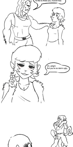 anthro arm_hair bald barefoot black_sclera blush body_hair boots breasts butt butt_grab cleavage clothed clothing dialogue dreadlocks duo_focus feet female female_anthro female_on_human footwear fur gesture group hand_on_butt human_on_anthro interspecies larger_human larger_male making_out male male/female male_on_anthro muscular muscular_human muscular_male plantigrade prehensile_feet prehensile_tail shirt shoes size_difference smaller_anthro smaller_female speech_bubble tail tail_gesture tail_heart tank_top text toes topwear trio unknown_artist cavemanon_studios snoot_game anon_(snoot_game) haplorhine human mammal monkey primate comic english_text monochrome spot_color