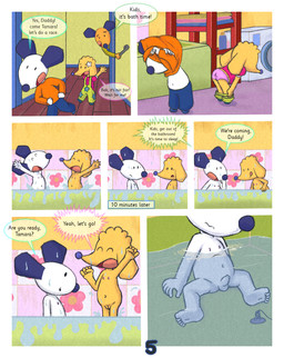 anthro appliance balls bathroom bathtub blue_bottomwear blue_clothing blue_ears blue_nose blue_shorts bottomwear checkered checkered_floor clothing comic_panel detergent dialogue drain_plug duo erection female foreskin fur furniture genitals green_clothing green_shirt green_topwear kitchen_utensils ladle laundry_machine loli male male/female navel nipples nude nude_anthro nude_female nude_male orange_body orange_clothing orange_fur orange_shirt orange_topwear overalls panties partially_submerged penis pink_clothing pink_nipples pink_panties pink_underwear plug shirt shorts shota speech_bubble splashing_water text tools topwear underwear undressing vulva washing_machine water white_body white_fur young young_anthro young_female young_male cerberus966 bali_(series) bali eliot_(bali) tamara canid canine canis domestic_dog humanoid mammal comic english_text hi_res