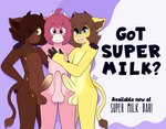 anthro balls bedroom_eyes billboard erection femboy front_view genitals group happy horn hug male narrowed_eyes nude penis seductive standing text trio max_draws pixile_studios super_animal_royale bovid bovine cattle mammal absurd_res english_text hi_res