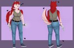 anthro belt bottomwear clothed clothing denim denim_bottomwear denim_clothing female flashlight footwear footwear_only fully_clothed fur gun handgun heart_symbol holding_gun holding_object holding_ranged_weapon holding_weapon jeans mostly_nude pants plantigrade purple_background ranged_weapon red_body red_fur revolver shirt shoes shoes_only side_view simple_background solo t-shirt topwear weapon white_body white_fur jakinsstudio alone_in_the_dark:_the_new_nightmare alone_in_the_dark_(series) darkworks infogrames aline_cedrac alaskan_malamute canid canine canis domestic_dog mammal nordic_sled_dog spitz absurd_res digital_media_(artwork) hi_res