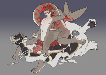 2_penises animal_genitalia animal_penis big_penis blush bodily_fluids cum cum_in_ass cum_inside cum_on_face cum_on_horn duo equine_genitalia equine_penis excessive_cum excessive_genital_fluids frottage genital_fluids genitals horn huge_penis hyper hyper_cum hyper_genitalia hyper_penis looking_pleasured male male/male multi_genitalia multi_penis penetration penile penis penises_touching sex tail taur_on_taur taur_penetrated taur_penetrating taur_penetrating_taur voidlexus kyzermutt pit_(thatsharko) aquatic canid canine deer fish hybrid mammal shark taur absurd_res hi_res