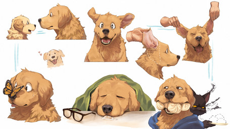 age_difference anthro black_body ears_down ears_up fur male pivoted_ears size_difference yellow_body yellow_fur lowerkuo bird_dog canid canine canis domestic_cat domestic_dog felid feline felis golden_retriever hunting_dog mammal retriever 16:9 hi_res widescreen