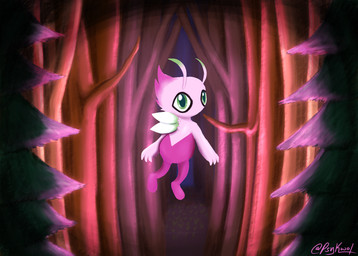 3_fingers antennae_(anatomy) blue_sky branch dirt evergreen_tree female fingers floating forest glowing glowing_body green_body green_eyes night pine_tree pink_body plant sky solo tree wings psykwol nintendo pokemon pokemon_mystery_dungeon spike_chunsoft shiny_celebi_(eotds) celebi generation_2_pokemon legendary_pokemon pokemon_(species) digital_media_(artwork) digital_painting_(artwork) hi_res painting_(artwork)