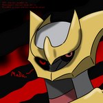 ambiguous_gender black_background red_background simple_background solo cryptid_queen nintendo pokemon generation_4_pokemon giratina legendary_pokemon origin_forme_giratina pokemon_(species) 1:1 bust_portrait hi_res portrait