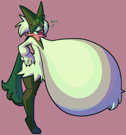 anthro big_breasts breasts digitigrade featureless_breasts female female_anthro green_body hands_on_hips huge_breasts hyper hyper_breasts looking_at_viewer nude side_view solo standing talking_to_viewer top_heavy klacket nintendo pokemon generation_9_pokemon meowscarada pokemon_(species) 2025 absurd_res digital_drawing_(artwork) digital_media_(artwork) hi_res shaded