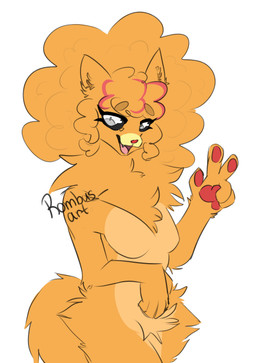 afro anthro female fur neck_tuft orange_body orange_fur pawpads paws solo tuft rombus_art nintendo pokemon pokemon_winds_and_waves canid canine generation_10_pokemon mammal pokemon_(species) pombon 2026 hi_res