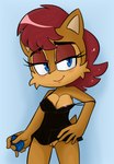 2018 anthro archie_comics areola big_breasts blue_eyes blush bottomless breasts brown_body brown_fur chipmunk clothed clothing colored condom digital_media_(artwork) es74 female fur genitals ground_squirrel hair hand_on_hip hi_res looking_at_viewer mammal nightgown nipple_outline nipple_slip nipples off_shoulder pussy red_hair rodent sally_acorn sciurid sega sexual_barrier_device smile solo sonic_the_hedgehog_(archie) sonic_the_hedgehog_(comics) sonic_the_hedgehog_(series) tenshigarden undressing