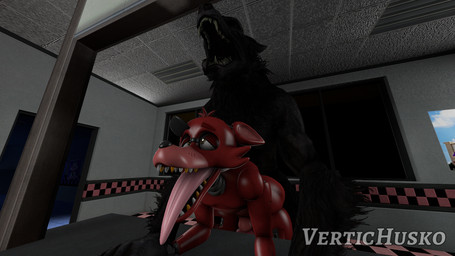 ahegao anthro bent_over_furniture bent_over_surface black_body black_fur claws countertop cross-eyed dominant dominant_male doorway duo ears_back ears_down eye_patch eyes_closed eyewear floor fountain_drink_dispenser from_behind_position fur gold_(metal) gold_tooth half-closed_eyes hand_on_hand hands_on_partner hook hook_hand light_source long_claws looking_pleasured machine male male/male male_penetrated male_penetrating male_penetrating_male narrowed_eyes open_mouth penetration pivoted_ears purple_eyes raised_head red_body sex submissive submissive_male teeth_showing tile tile_ceiling tile_floor tongue tongue_out window vertichusko lordaardvark_(modeler) mishuyuu_(modeler) five_nights_at_freddy's mythology scottgames foxy_(fnaf) skyrim_werewolf animatronic canid canine fox mammal mythological_canine mythological_creature robot werecanid werecanine werecreature werewolf 16:9 3d_(artwork) digital_media_(artwork) source_filmmaker_(artwork) watermark widescreen
