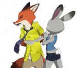 4_fingers anthro bottomwear butt canid canine clothed clothing disney duo eyes_closed face_slap female fingers flowerpigeon73 fox fully_clothed hand_behind_back hi_res i_will_survive_slap judy_hopps lagomorph larger_male leporid male mammal meme necktie nick_wilde rabbit red_fox shirt short shorts simple_background size_difference slap small_butt smaller_female tank_top teeth topwear true_fox white_background will_smith_slapping_chris_rock zootopia